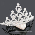 fashion metal silver plated crystal tiara barrette accessories for hair